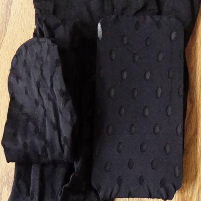 opaque black with sheer oval dots tights, size M/L